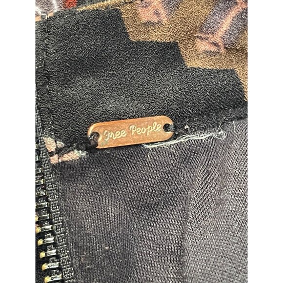 Free People Womens Stella Black Print Long Sleeve Mini Dress Mock Neck Rayon - Picture 4 of 9